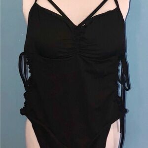 Black Ruched Swimsuit
